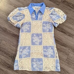 Sofie the Label Sydney Blue Knit Patchwork Mini Dress